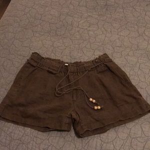 Brown linen shorts